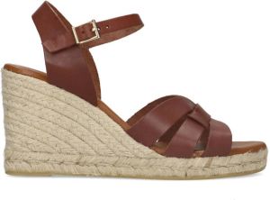 Manfield X Michelle Bollen Dames Cognac leren sleehakken met touwzool