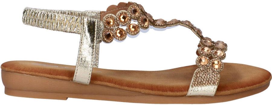 Dolcis imitatieleren sandalen met strass steentjes goud