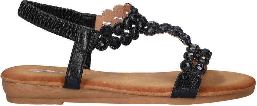 Dolcis imitatieleren sandalen met strass steentjes zwart