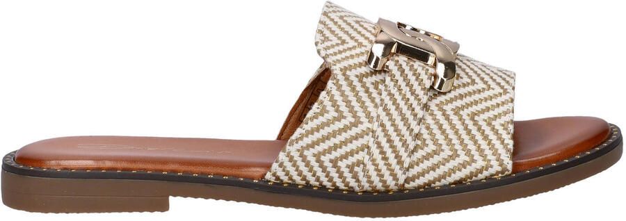 Dolcis slippers met siergesp beige