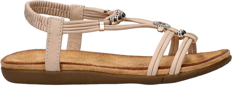Dolcis suède sandalen met kraaltjes beige
