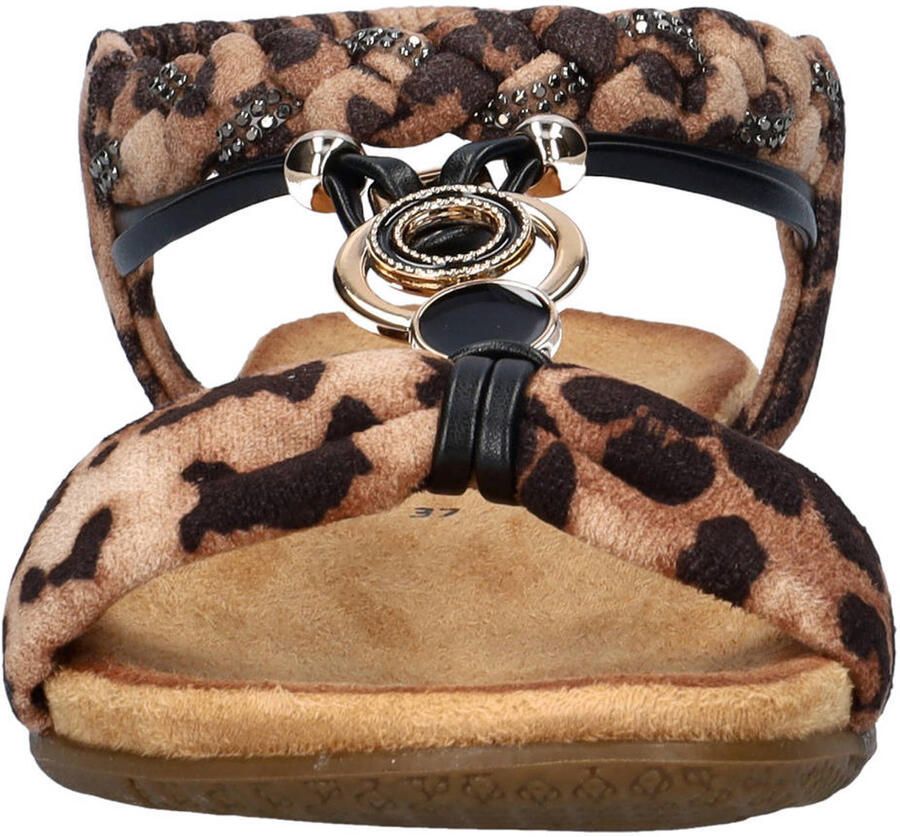 Dolcis suèdelook sandalen met panterprint beige zwart - Foto 2
