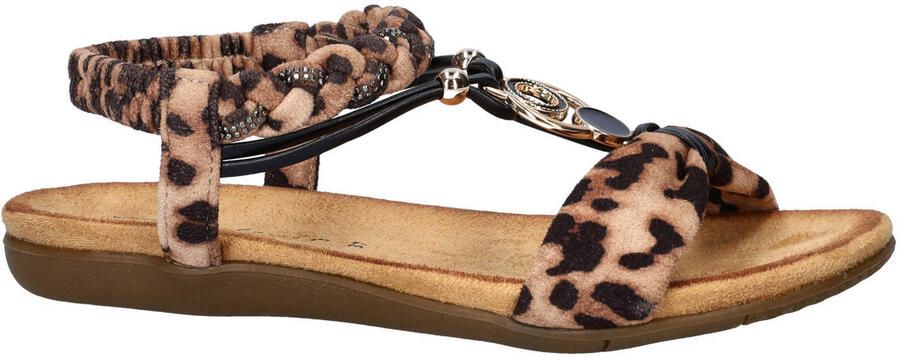 Dolcis suèdelook sandalen met panterprint beige zwart - Foto 3