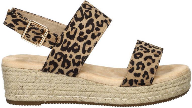 Dolcis espadrilles met panterprint beige zwart