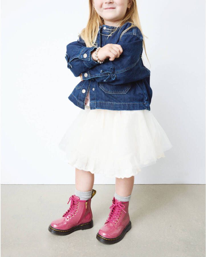 Dr. Martens 1460 T leren veterboots fuchsia zilver goud