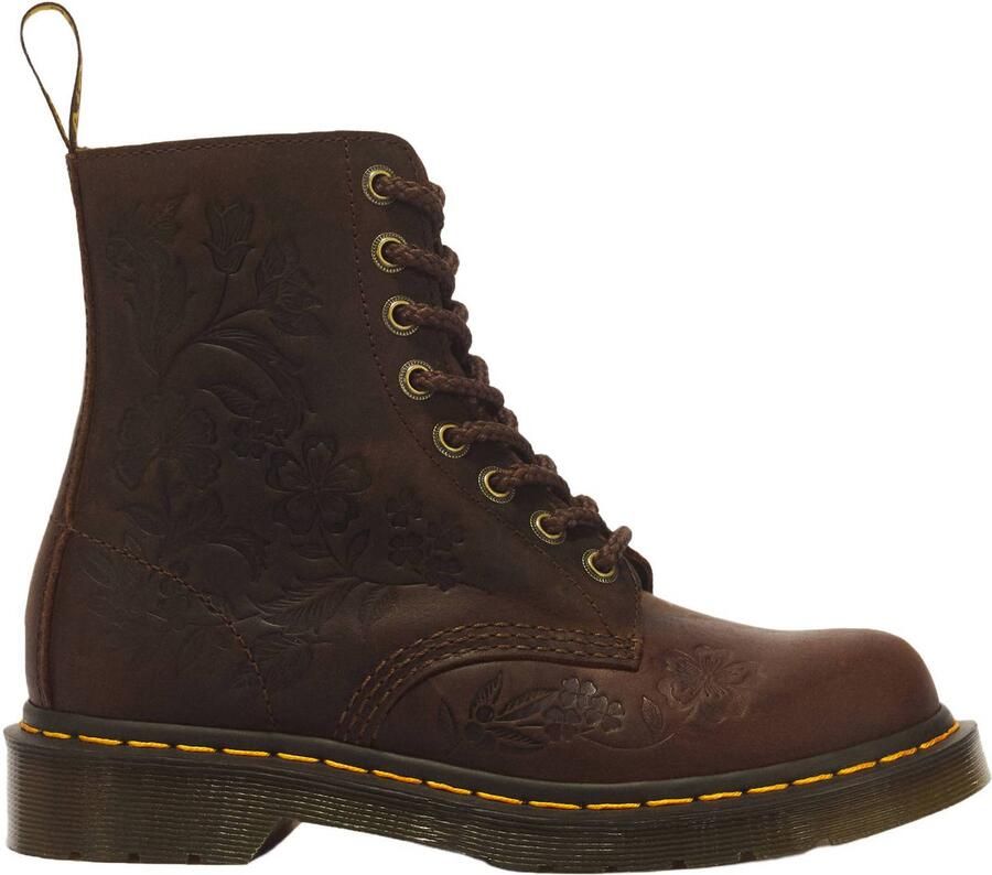 Dr. Martens 1460 Pascal Emboss Flora leren veterboots met print donkerbruin