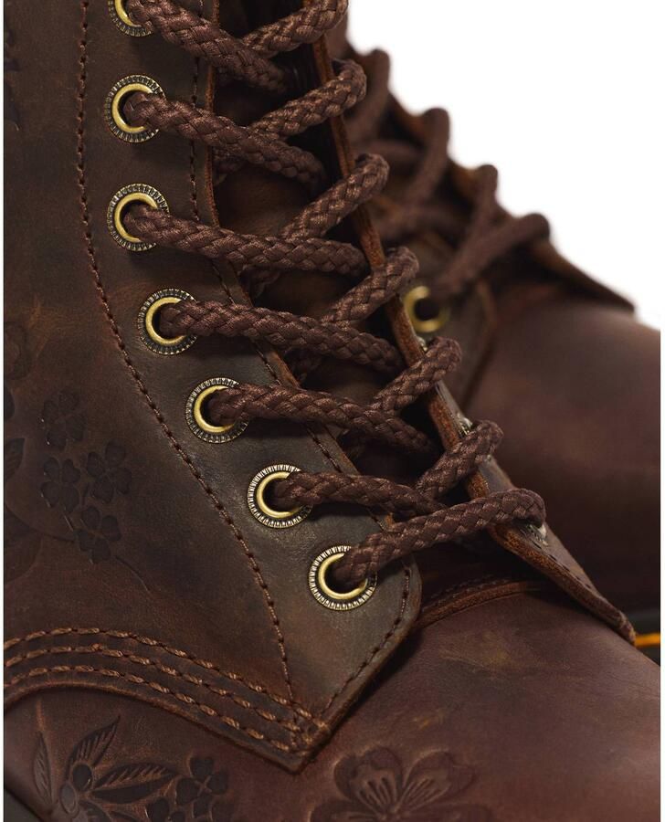 Dr. Martens 1460 Pascal Emboss Flora leren veterboots met print donkerbruin - Foto 2