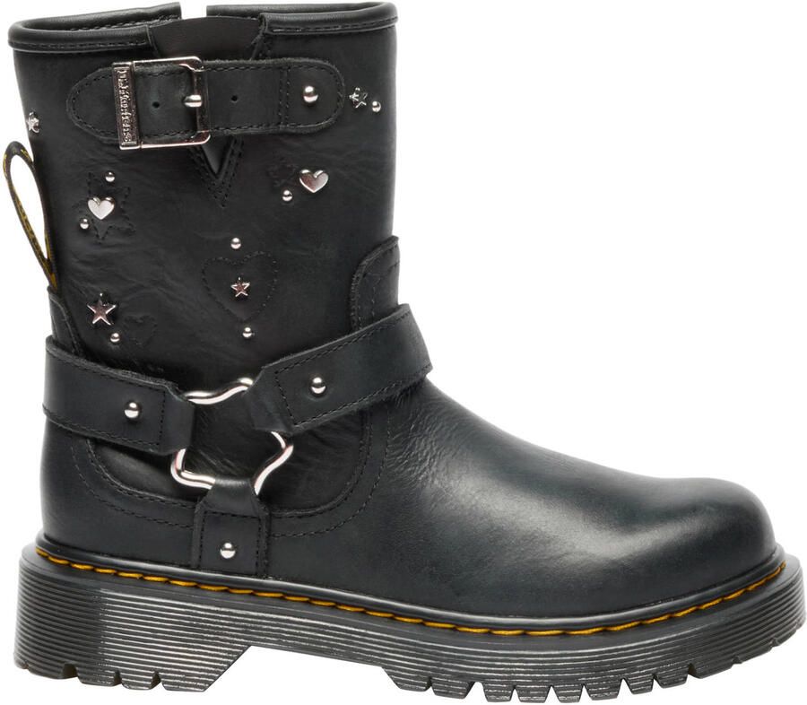 Dr. Martens Genaya Hs J leren enkelboots met profielzool en studs zwart