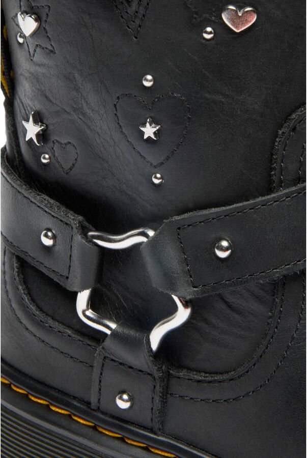 Dr. Martens Genaya Hs J leren enkelboots met profielzool en studs zwart - Foto 3