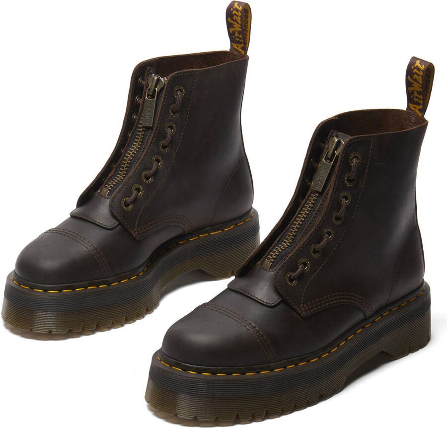 Dr. Martens Sinclair leren enkelboots met plateauzool donkerbruin crazy horse - Foto 6