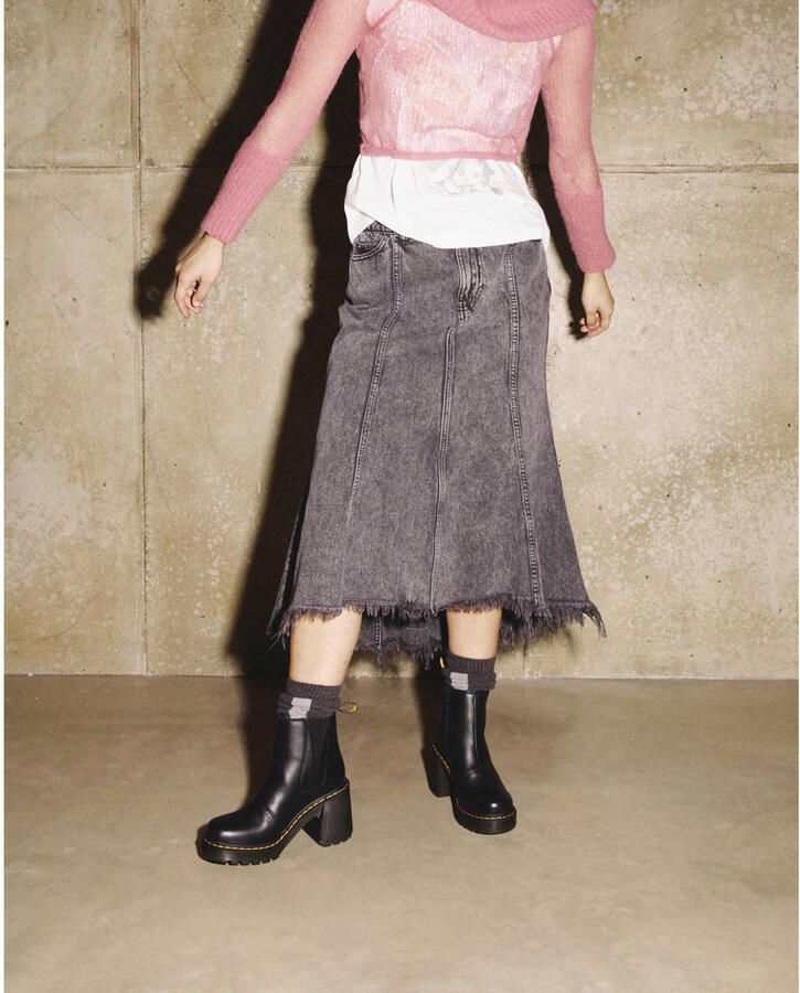 Dr. Martens Zwarte Leren Laarzen met Elastische Inzetstukken Black Dames - Foto 2