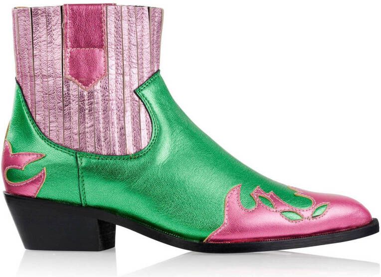 DWRS LABEL DWRS Cowboy laarzen Austin fuchsia groen