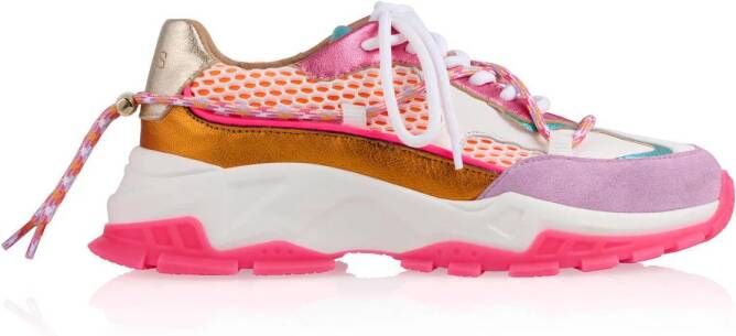 DWRS Bonney chunky leren sneakers roze lila oranje