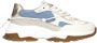 DWRS BONNEY denim chunky leren sneakers goud - Thumbnail 1