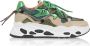 DWRS The label BLACK FRIDAY DEAL Dames Sneakers Taupe Nude Groen Stof Leer - Thumbnail 1
