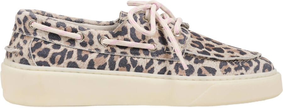 DWRS HAZEL leopard leren bootschoenen met panterprint beige zwart