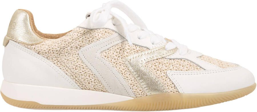 DWRS Hiki Raffia leren sneakers wit beige