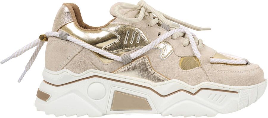 DWRS Jupiter chunky leren sneakers goud beige