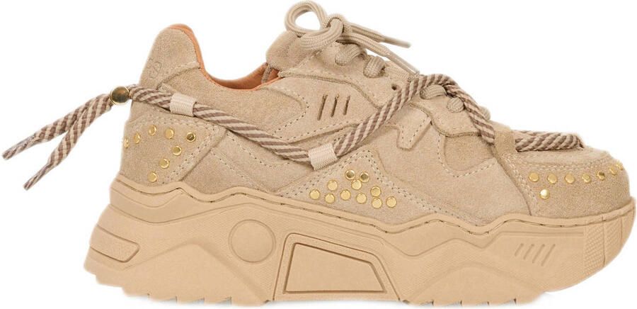 DWRS Jupiter chunky leren sneakers met studs beige