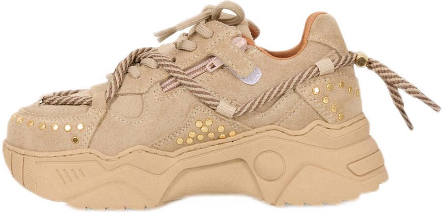 DWRS Jupiter chunky leren sneakers met studs beige - Foto 2