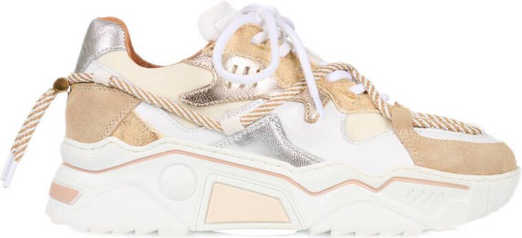 DWRS JUPITER snake chunky leren sneakers zand champagne - Foto 3