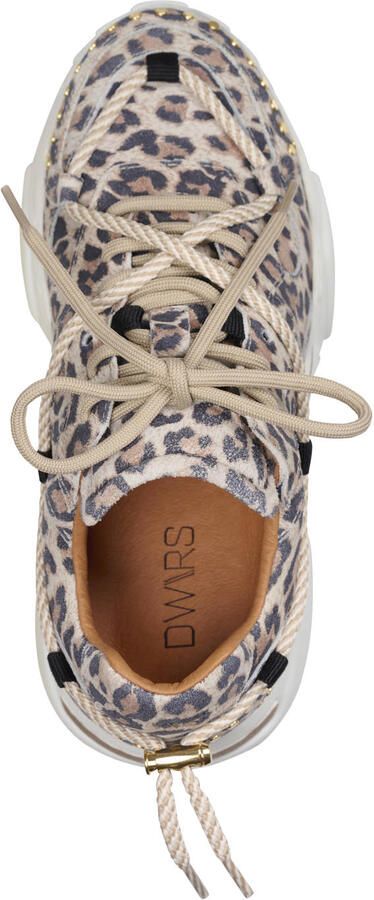 DWRS Jupiter Studs chunky leren sneakers met panterprint beige zwart - Foto 3