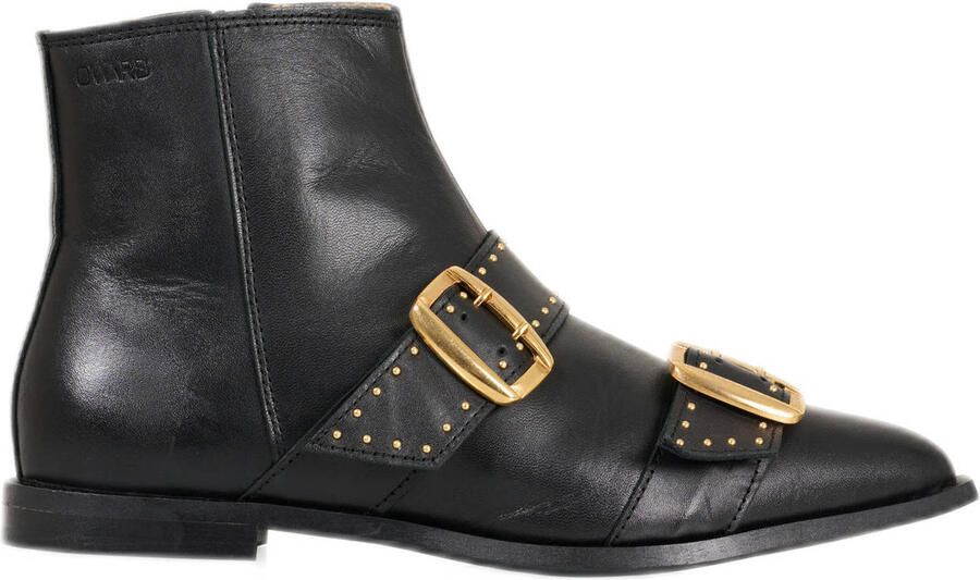 DWRS Karby leren enkellaarzen zwart