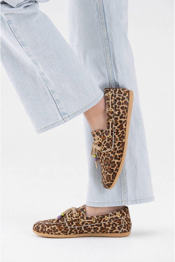DWRS LATTY leopard leren bootschoenen met panterprint bruin - Foto 2