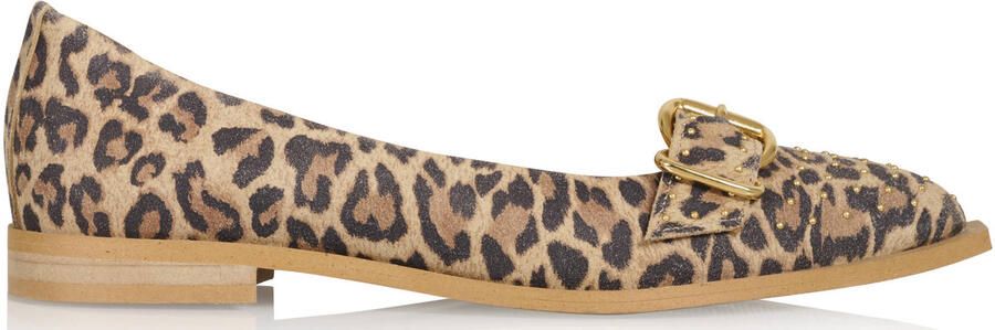 DWRS leren loafers met panterprint met siergesp beige zwart