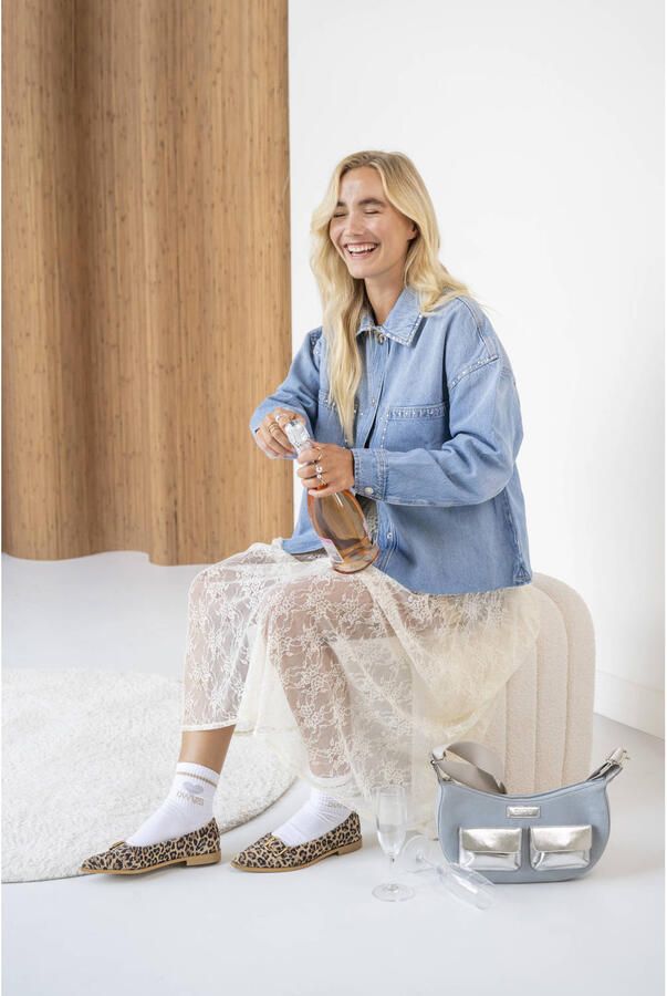 DWRS leren loafers met panterprint met siergesp beige zwart - Foto 2