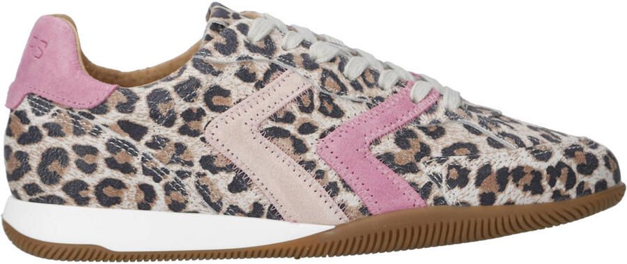 DWRS leren sneakers met panterprint beige roze