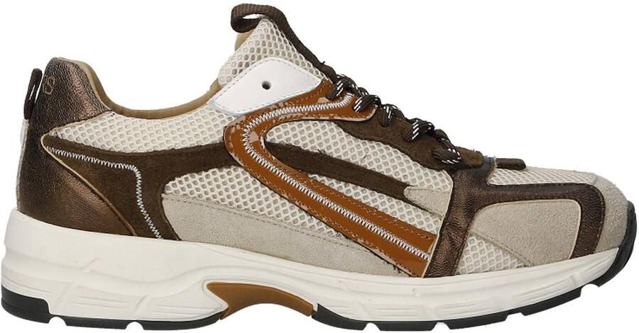 DWRS Neya leren sneakers beige donkerbruin