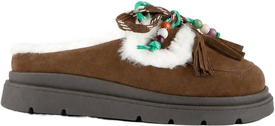 DWRS Nova leren clogs donkerbruin