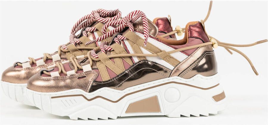 DWRS Orion chunky leren sneakers beige bordeaux - Foto 2