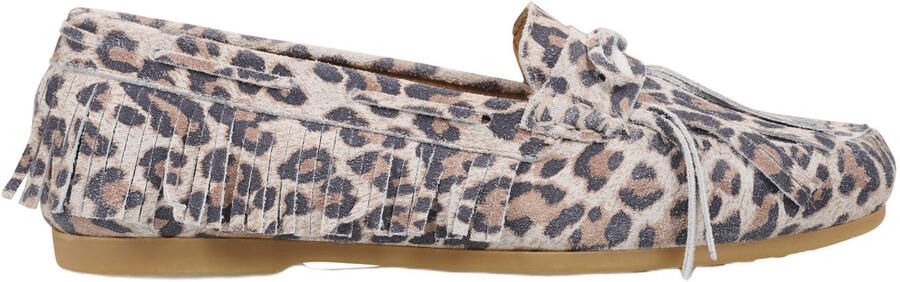 DWRS Parral leren mocassins met panterprint beige