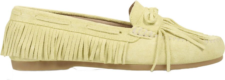 DWRS Parral suède leren mocassins lichtgeel