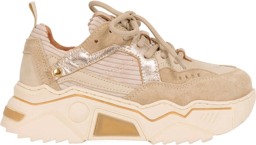 DWRS PLUTO corduroy chunky leren sneakers beige