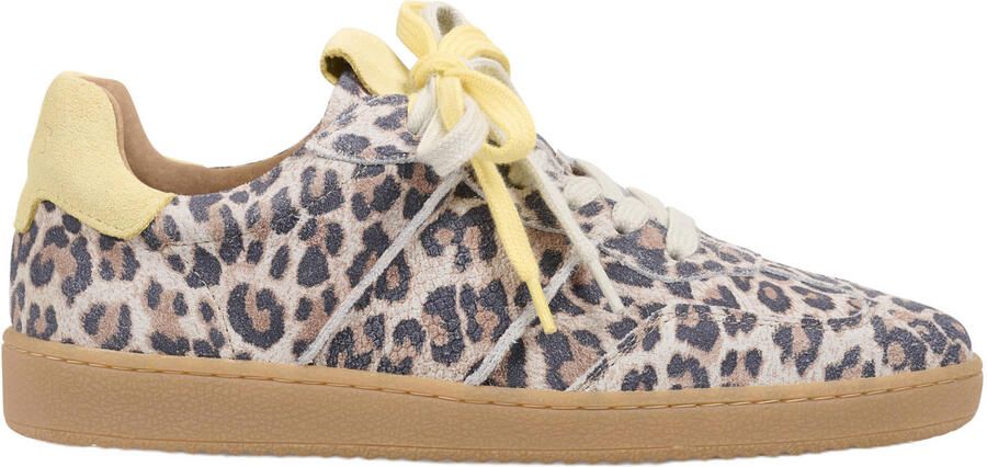DWRS POONA leopard leren sneakers met panterprint beige geel