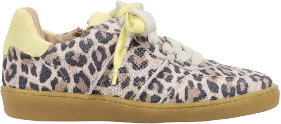 DWRS POONA leren sneakers panterprint butter