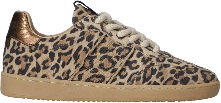 DWRS Poona suède sneakers `met panterprint beige zwart