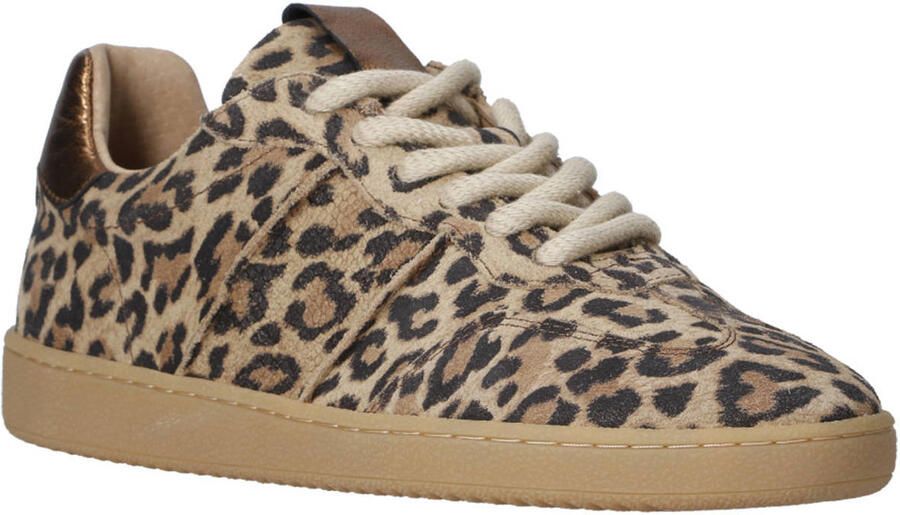 DWRS Poona suède sneakers `met panterprint beige zwart
