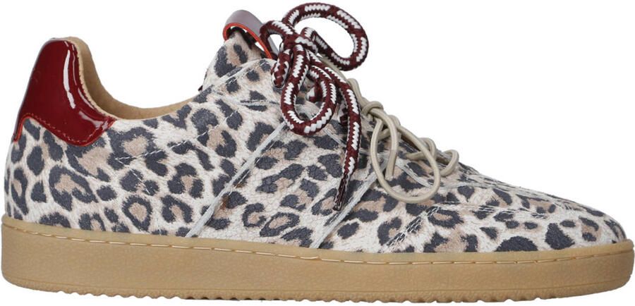 DWRS Poona suède sneakers met panterprint zand bordeaux - Foto 2
