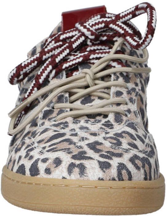 DWRS Poona suède sneakers met panterprint zand bordeaux - Foto 3