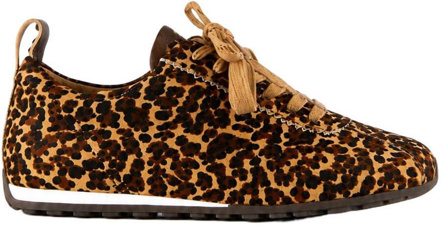 DWRS Sisak leren sneakers met panterprint bruin
