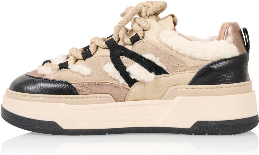 DWRS Walton leren sneakers met teddy beige zwart - Foto 2