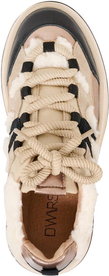 DWRS Walton leren sneakers met teddy beige zwart - Foto 3