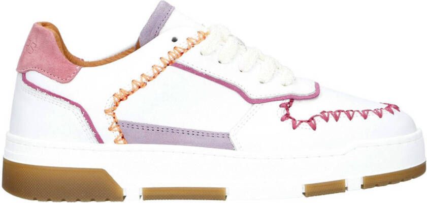 DWRS Huntly leren sneakers wit fuchsia lila