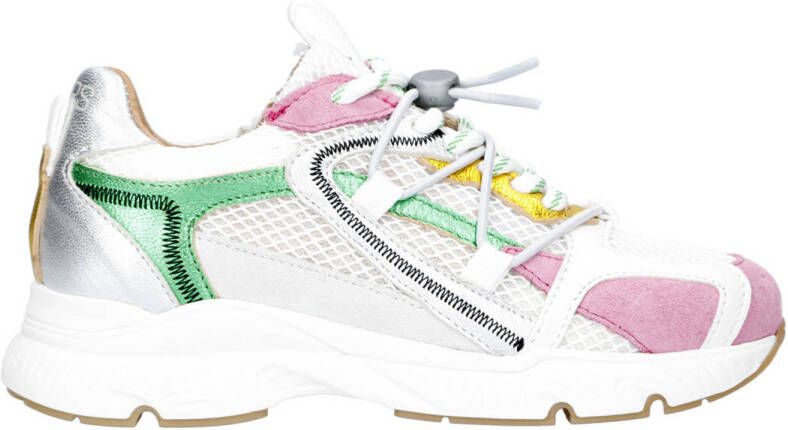 DWRS Isola chunky leren sneakers roze groen