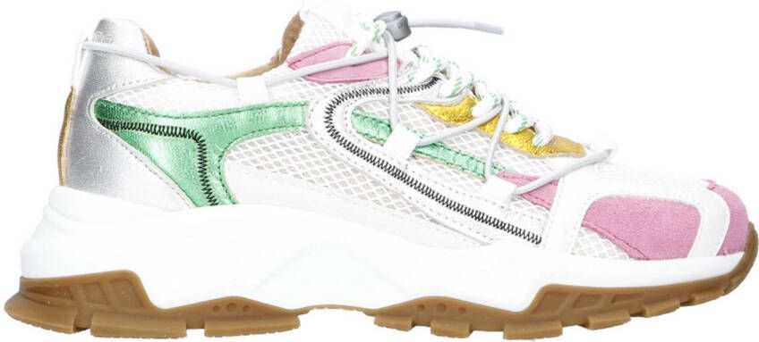 DWRS ISOLA chunky leren sneakers wit roze groen
