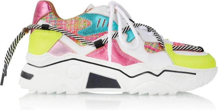DWRS LABEL DWRS Jupiter tweed Pink Yello Roze Leer Lage sneakers Dames